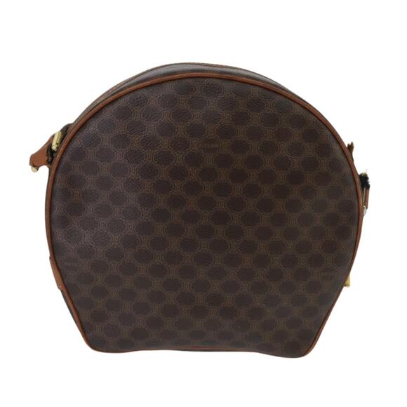 CELINE Macadam Canvas Shoulder Bag Pvc Leather Brown Gold